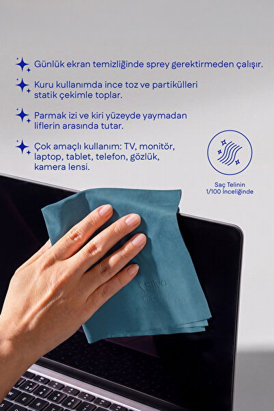 Silva Ultrafiber Premium Ekran Temizleme Bezi Süet Doku 30x30 Cm Petrol Yeşili