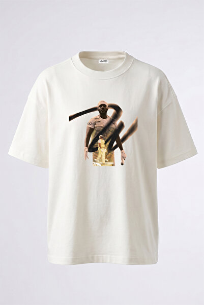 Anetos The Weeknd_1 Design Printed Oversize White T-Shirt
