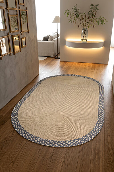 Decomia Home Silva Gerçek Jüt Hasır Dokulu El Yapımı Dokuma Oval Salon Halısı...
