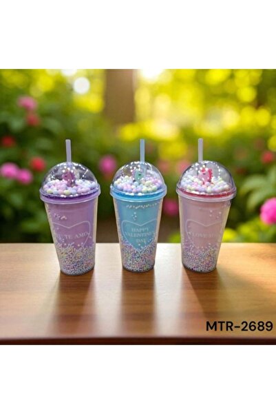 CEMRE Konak Shopping 2412689-Glass Cup with Straw 1 Piece