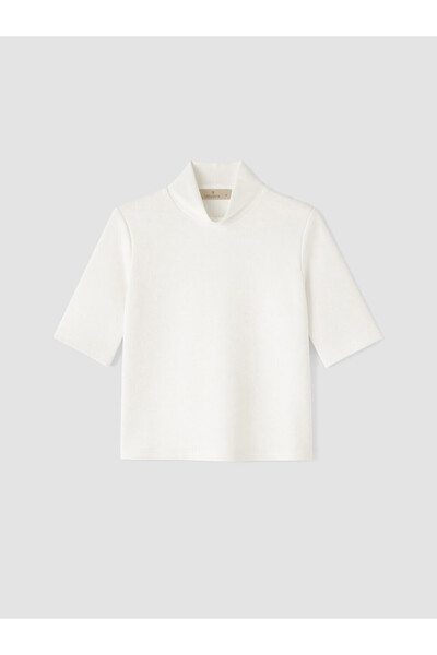 LC Waikiki Ecru High Collar Blouse