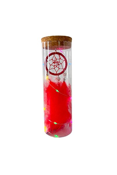 velve Prinzator de vise in suport din plastic, cu LED, DreamCatcher Rosu