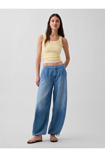 GAP Kadın Mavi Mid Rise UltraSoft Horseshoe Jean Pantolon