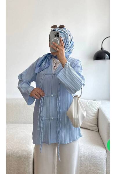 by nursel çiçek تونيك نسائي فاخر بياقة مزدوجة الصدر وتفاصيل أزرار