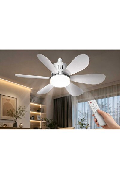 ABRAXTECH Uzaktan Kumandalı Tavan Vantilatörlü LED Ampul E27 Duy 60W 5400 Lüm...