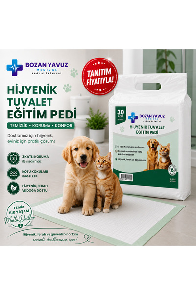 Bozan Yavuz Medical Sağlık Ürünleri Çiş Pedi 30 adet 60x90 cm Kedi Köpek Alış...