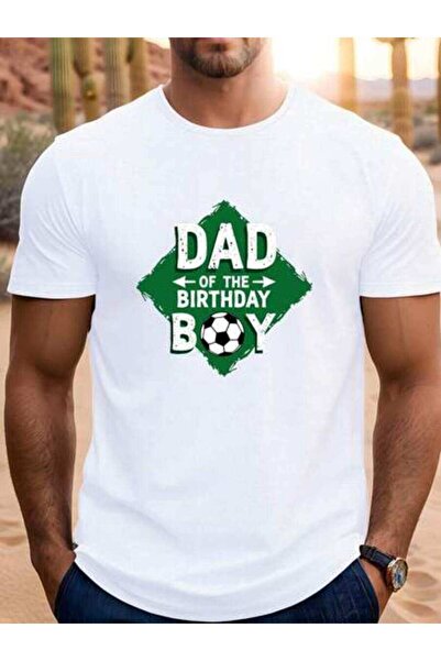 4Car تي شيرت رجالي مطبوع عليه "DAD OF THE BIRTHDAY BOY" - ياقة دائرية وأكمام ...