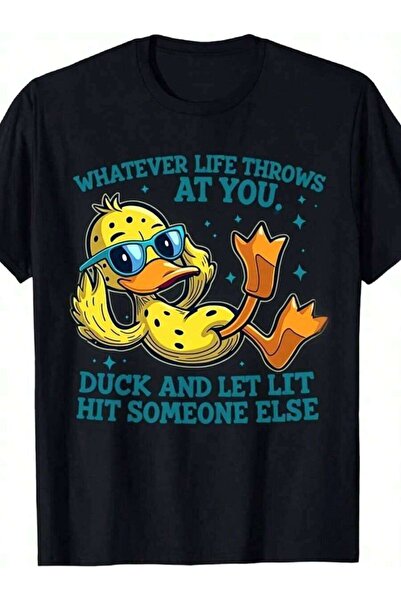 9TAY Funny Graphic T Shirt For Men Women Whatever Life Throws At You Duck And...