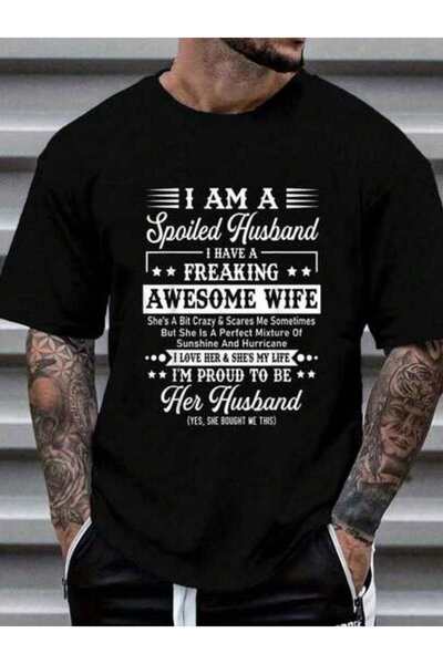 799 تي شيرت قطني 100% بطباعة "I Am A Spoiled" - تي شيرت مضحك للزوج والزوجة، ق...