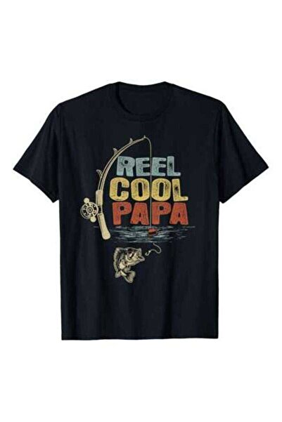 KYMC07 Funny Fisherman Vintage Reel Cool Papa T-Shirt, 220g Pure Cotton, Crew...