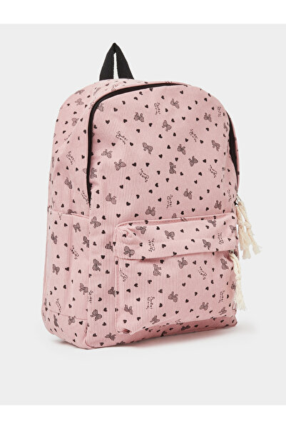 Styli Girls Pink Graphic Bow Print Backpack