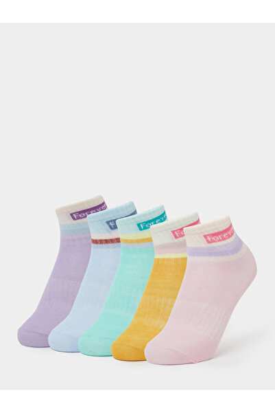 Styli Pack of 5 - Girls Striped Cotton Blend Socks