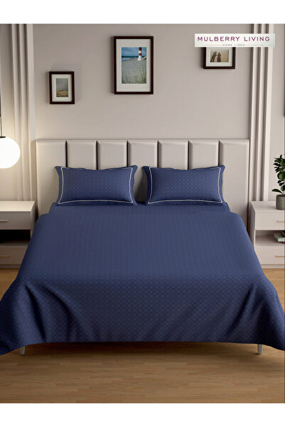 Mulberry Living By Styli ملاءة سرير مسطحة من القطن 100% مقاس كوين مع غطاءين ل...