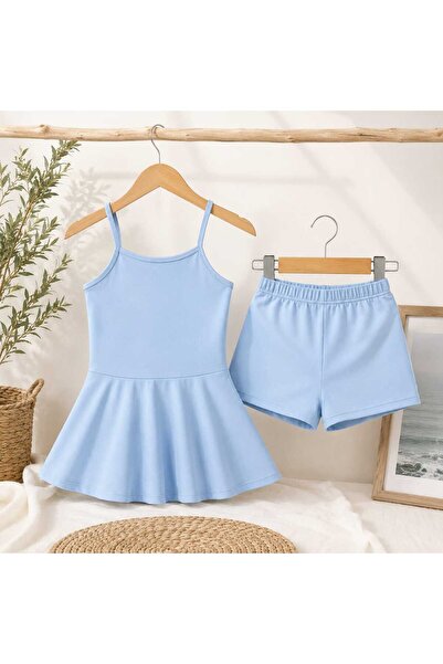 BEBEĞİME ÇORAP Girl's Strappy Swimsuit Dress with Shorts, Stretchy Fabric, 2-...