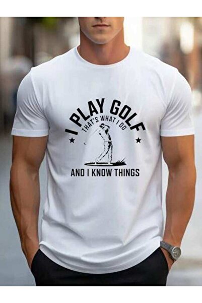 799 تي شيرت رجالي مطبوع عليه "Play Golf, That's What Do, And I Know A Lot - ه...