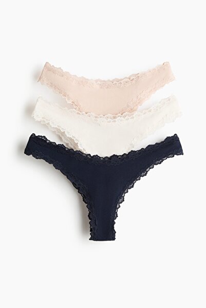H&M 3'lü Dantel Şeritli Brazilian Külot