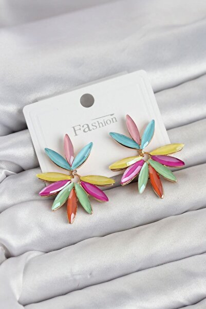 norsary Mixed Color Crystal Stone Lotus Model Women's Earrings