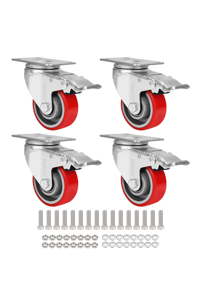Duravel Polyurethane Silent Caster Wheels-Set of 4 Heavy Duty with 2 Brakes a...