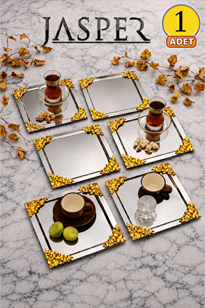 JASPER Luxury 4 Corner Gold Floral Square Silver Plated Model Tea-Coffee Serv...