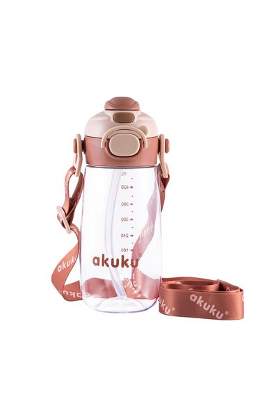 Akuku Cappuccino children's water bottle with straw, dual use system, Tritan ...