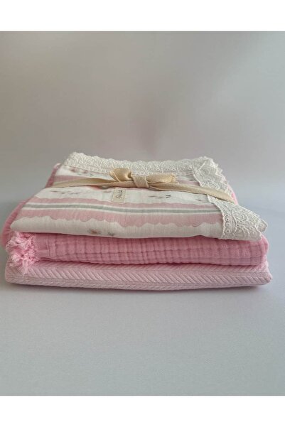 Petite Étoile Petites Fleurs 3'lü Müslin Set ve Pike