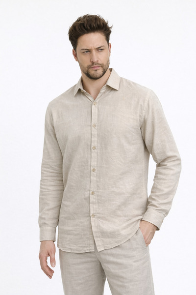 Heaven Ephesus Men's Shirt - Linen Long Sleeve Shirt with Cuffs - 4760