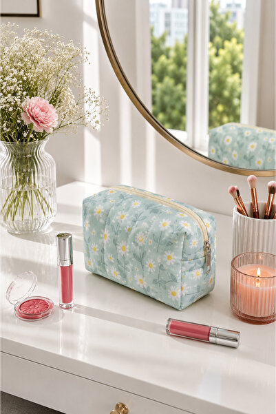 EBRUTESETTÜR Patterned Zippered Makeup Bag Mint