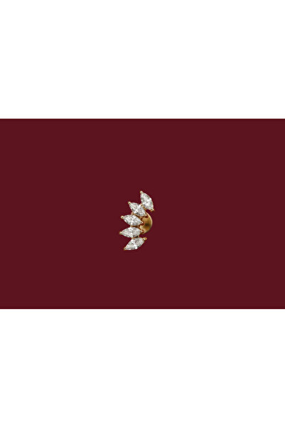 Melayk Titanyum Seri Zirkon Taşlı Yapraklı Piercing 8 mm | Tragus, Helix, Con...