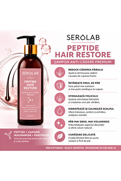 SEROLAB Sampon cu complex de Peptide si vitamine anti cadere par Hair Restore