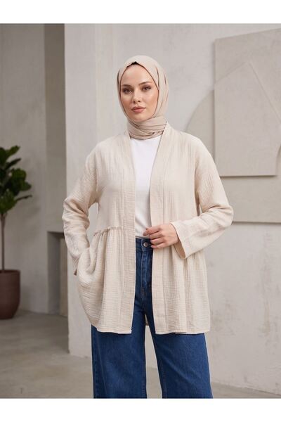 Foremia كارديجان بتفاصيل مزمومة من الأمام - حجري