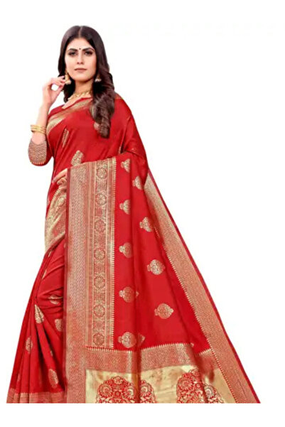 MYSMAR Red Jacquard Banarasi Saree - MAF3144 | Red