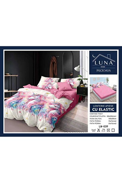 Pucioasa Lenjerie de Pat Finet Gros 6 Piese Cearceaf cu Elastic 180x200 cm