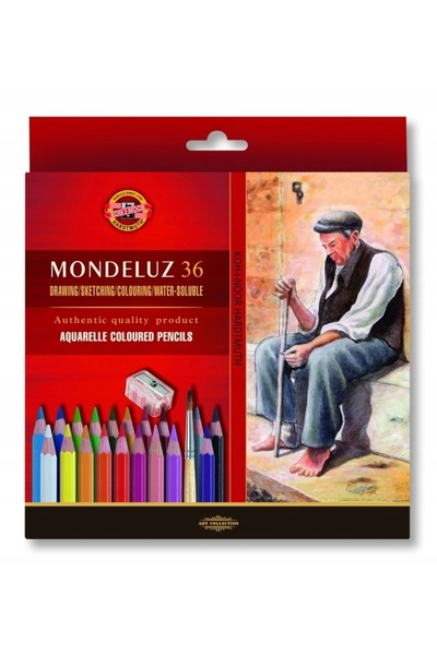 Koh-İ Noor Hardmuth Creioane acuarelabile Mondeluz 36 culori + 2 pensule + as...