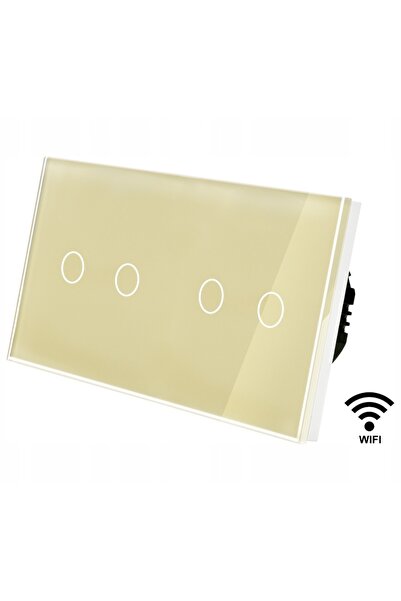 İNDUAL Întrerupător tactil din sticlă cu patru căi (2 + 2) Wifi Fără N Tuya A...