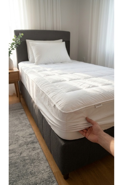 EVTEKSHOME Bambu Yatak Koruyucu Ped 100x200 cm Tek Kişilik Fitted Çarşaflı Ya...