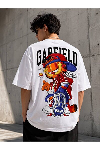Vanteon Garfield Urban Grafik Baskılı Oversize Tişört