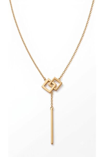 SAAF Jewelry Κολιέ με φούντα και τετράγωνα συνδετήρια, από ανοξείδωτο ατσάλι ...