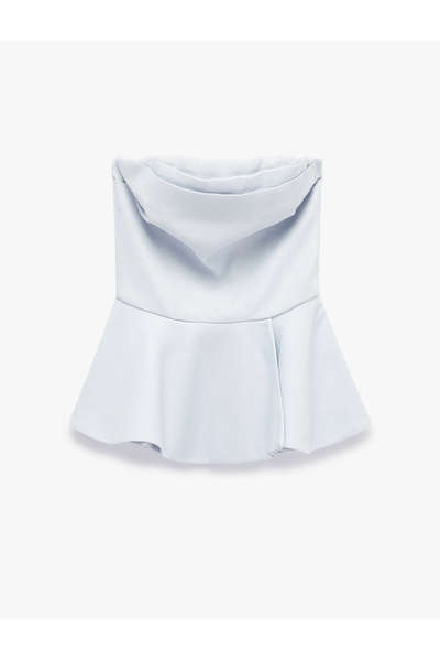 Koton Strapless Ruffled Collar Layered Flounce Linen Corset Bustier