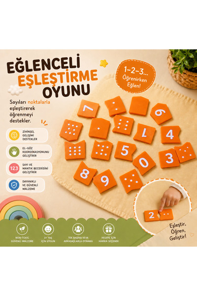 Major Hobi Sayı Eşleştirme Oyunu Puzzle Montessori Eğitim Oyuncağı Nokta Saym...