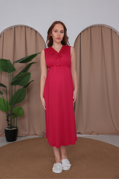 BLACKMORE Women's Cherry Lace Cotton Summer Maternity Nightgown with Nursing ...