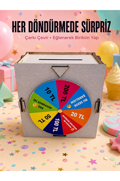 Generic Brand Mey Import ®   Lucky Wheel Savings Boxwooden Money Saving Game