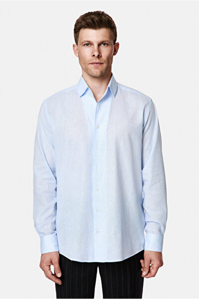 Abdullah Kiğılı Long Sleeve Regular Fit Patterned Cotton Linen Shirt