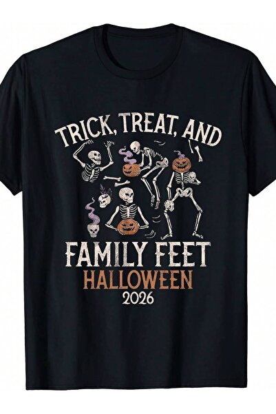 9TAY تي شيرت Trick Or Treat And 26 Family Halloween 2026 - قميص كاجوال برقبة ...