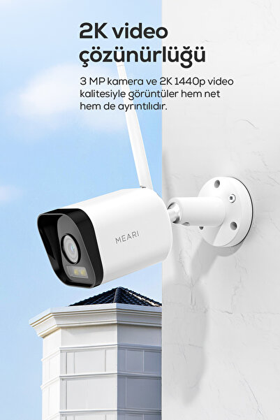 Meari L1 Plus Dış Mekan Ethernet, Wi-Fi Güvenlik Kamerası | Full HD, Gece Görüşü, Çift Yönlü Ses, SD Kart Destekli