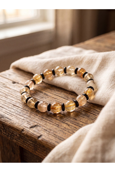 OSMANLI DEĞERLİ TAŞ Sitrin - Golden Obsidian Natural Stone Bracelet (8 mm)