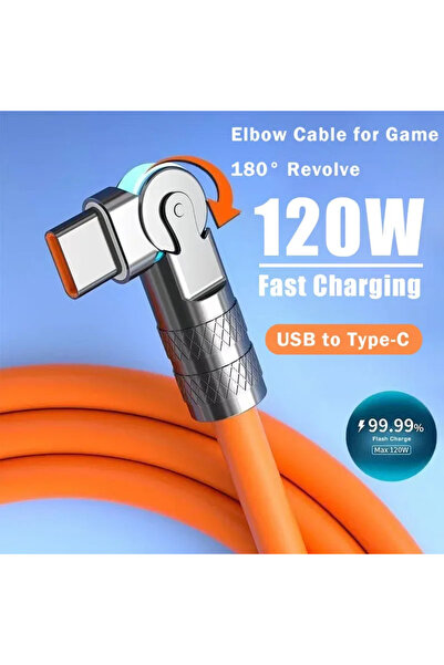 Choice كابل USB C إلى Type-C بطول 2 متر، برتقالي اللون، شحن سريع 120 واط، 6 أ...