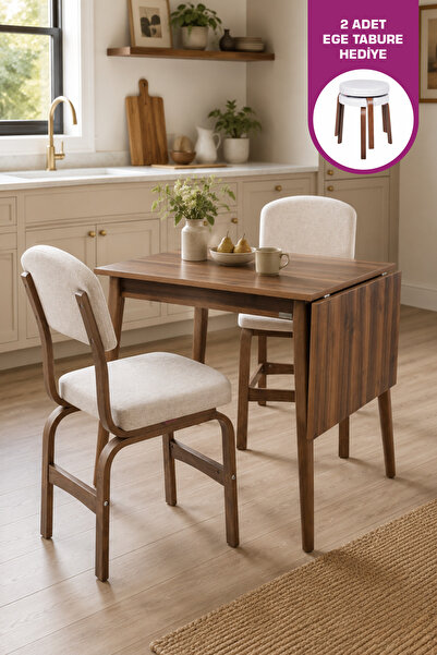 VİLİNZE Ege Sandalye Avanos Kestane Ahşap MDF Mutfak Masası Takımı - 70x120 cm