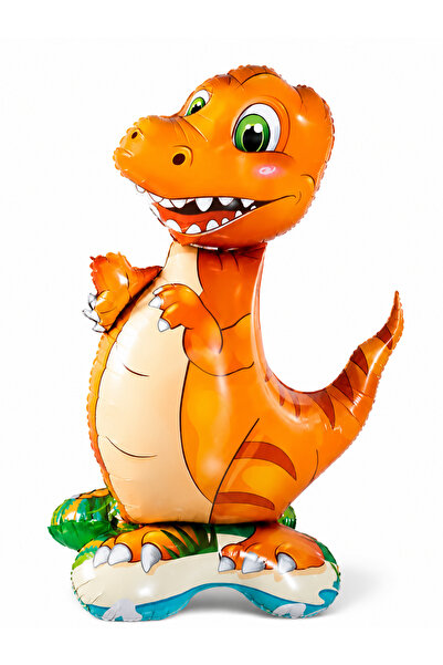 Behind party store Standing Dinosaur Foil Balloon 60X39 cm Orange Dinosaur Pa...