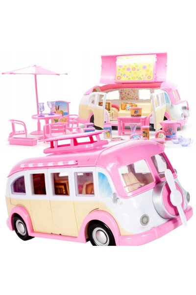 NO BRAND Rulotă auto, păpușă roz, magazin de înghețată, accesorii auto, set c...