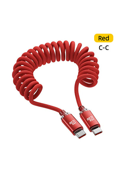 Choice1 1m Red C-C 120W USB A/C To Type C Fast Charging Cable Car Spring Data...